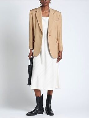 Sandro Tan Single-Button Tailored Blazer